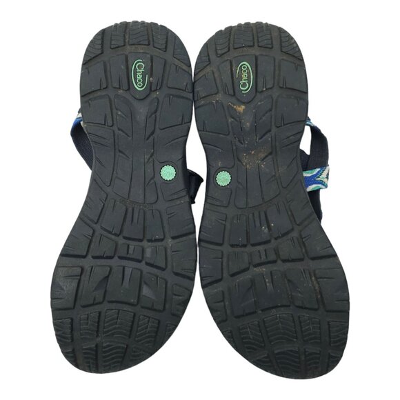 Chaco Classic Sport Sandals Womens Size 12 Blue Gray White Geometric Diamond Eco - Picture 7 of 11